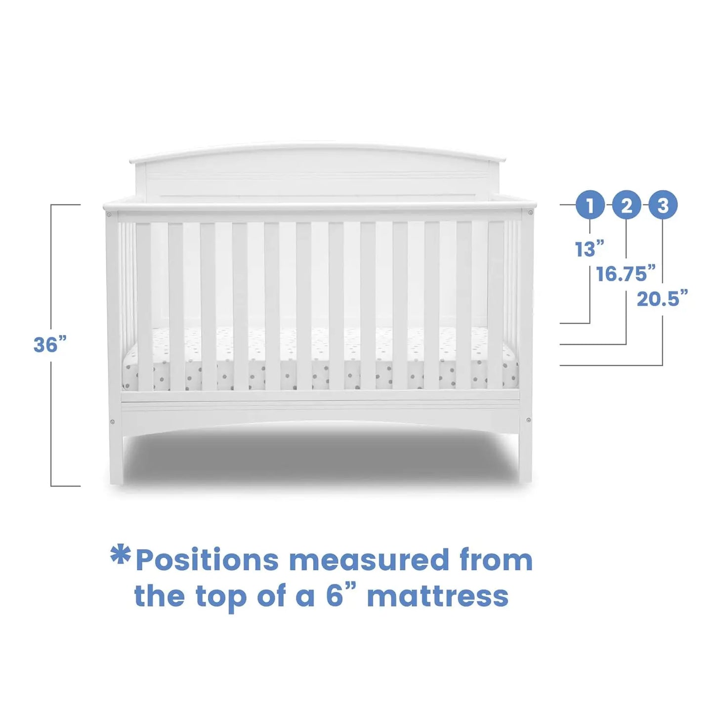 Convertible 4-in-1 Crib for Babies, Grows with Child from Crib to Full Bed, Safe & Sturdy Wood Construction