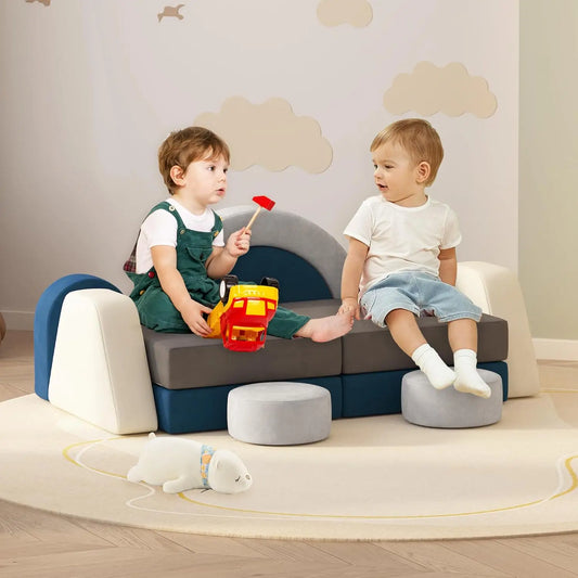 12 PCS Modular Play Block Couch Child Sectional Soft Sofa Toddler Building Fortplay ClimBedroom Playroom Baby