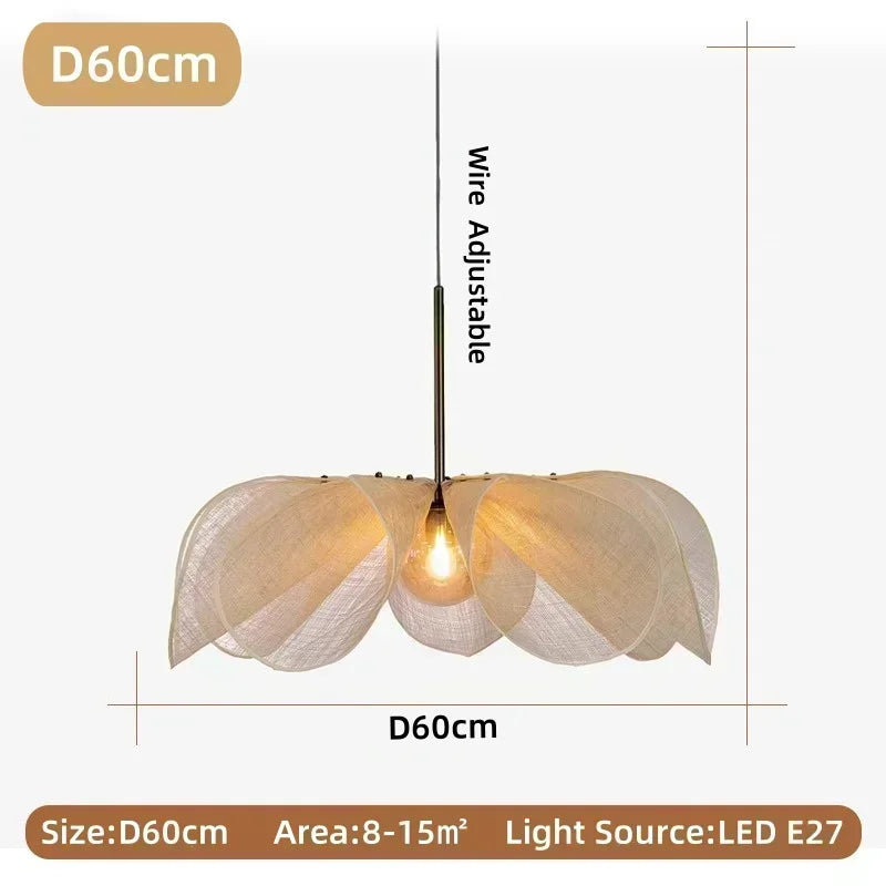 Wabi-sabi Fabric Pendant Light Flower Hanging Light