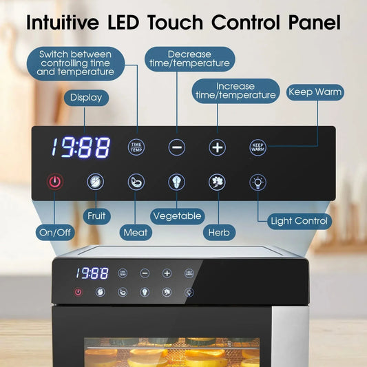 8-Tray Stainless Steel,600W with 4 Presets & Digital Timer for Jerky, Fruit, Herbs -
BPA Free Food Dehydrator