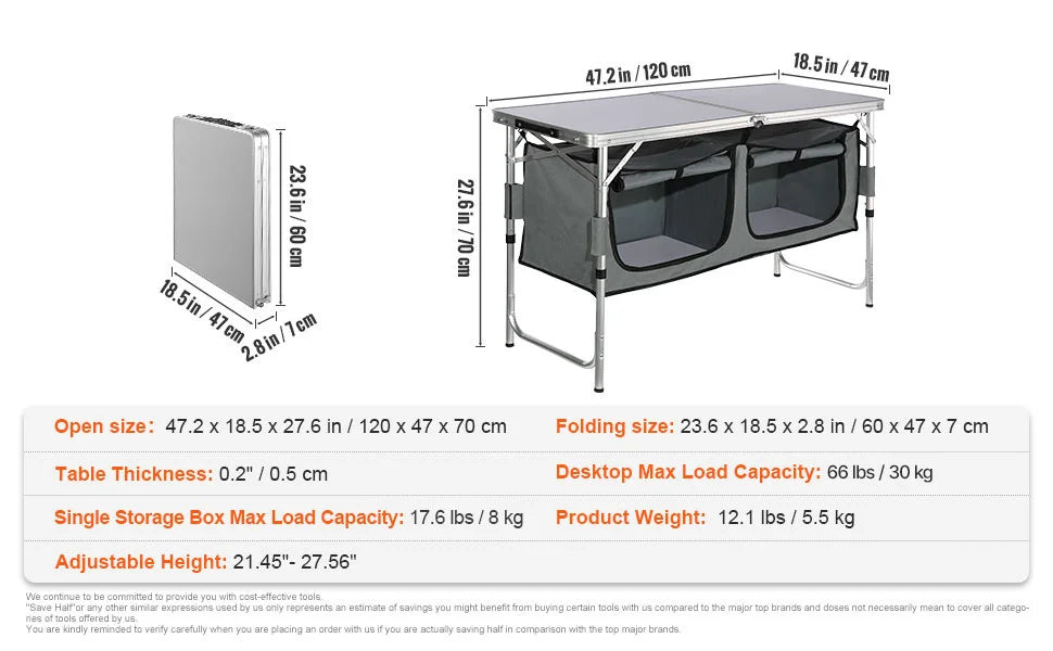 SucceBuy Camping Kitchen Table