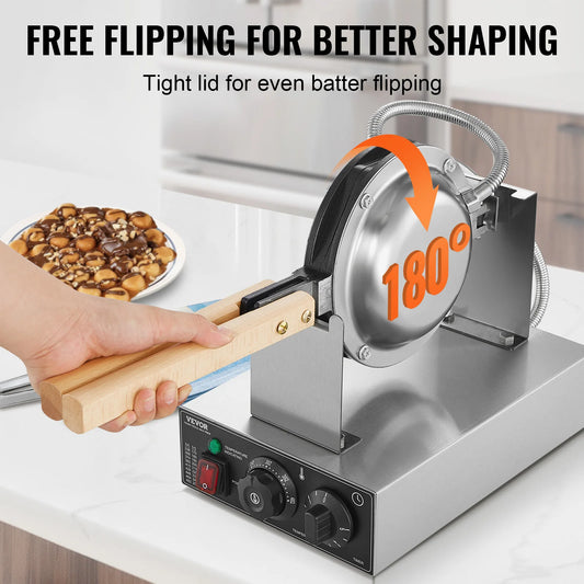 Non-Stick Stainless Steel Bubble Puff Waffle Maker