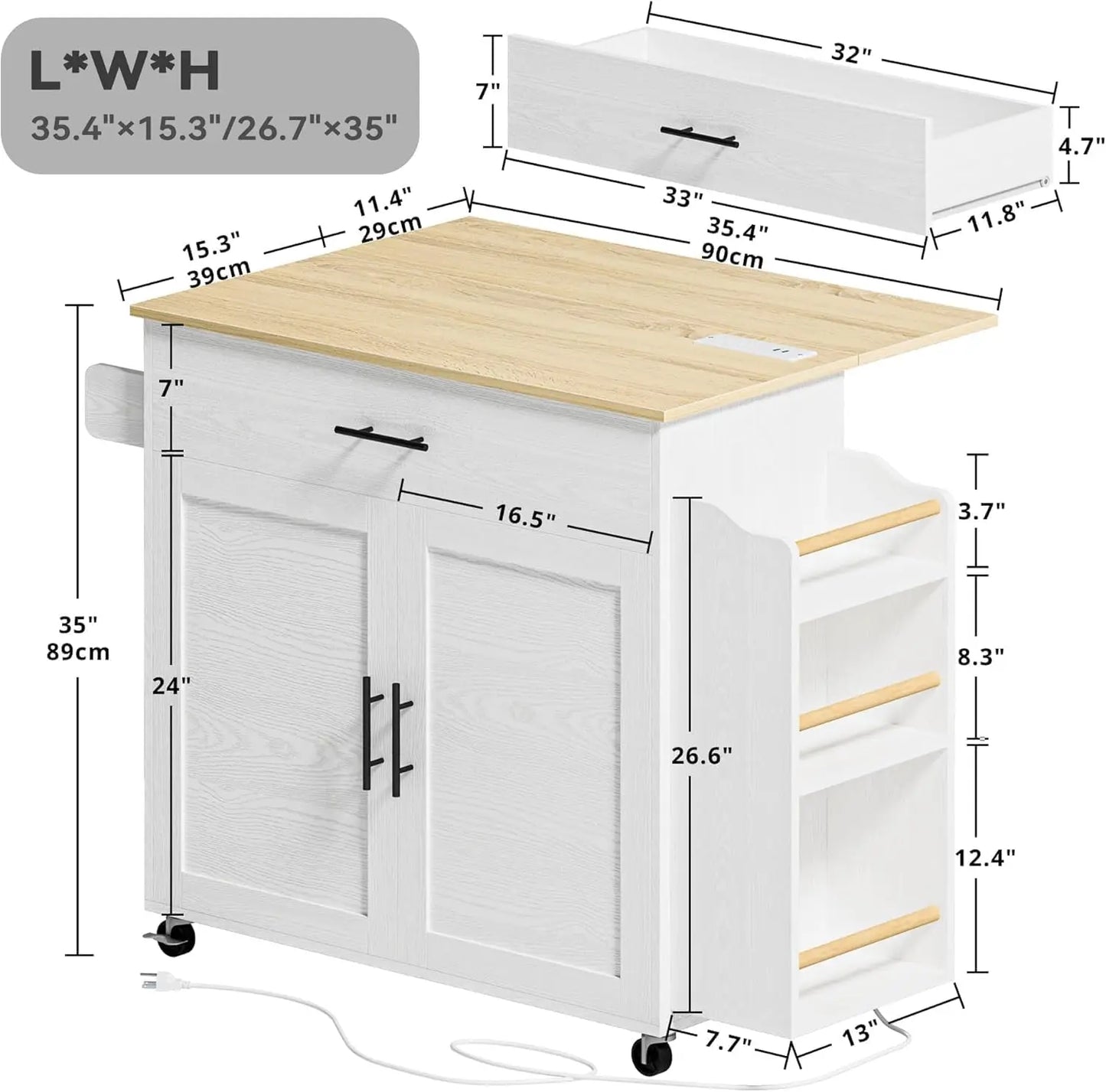Kitchen Island with Storage,