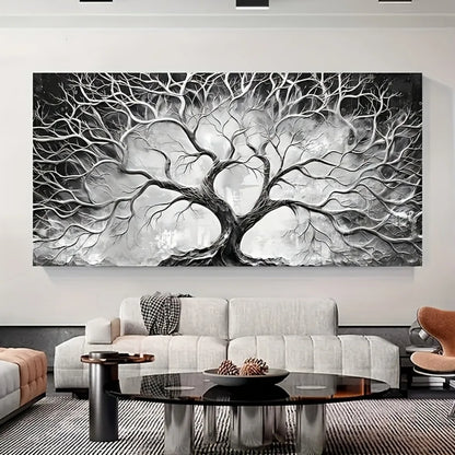 Large canvas wall art  - painted black and white,