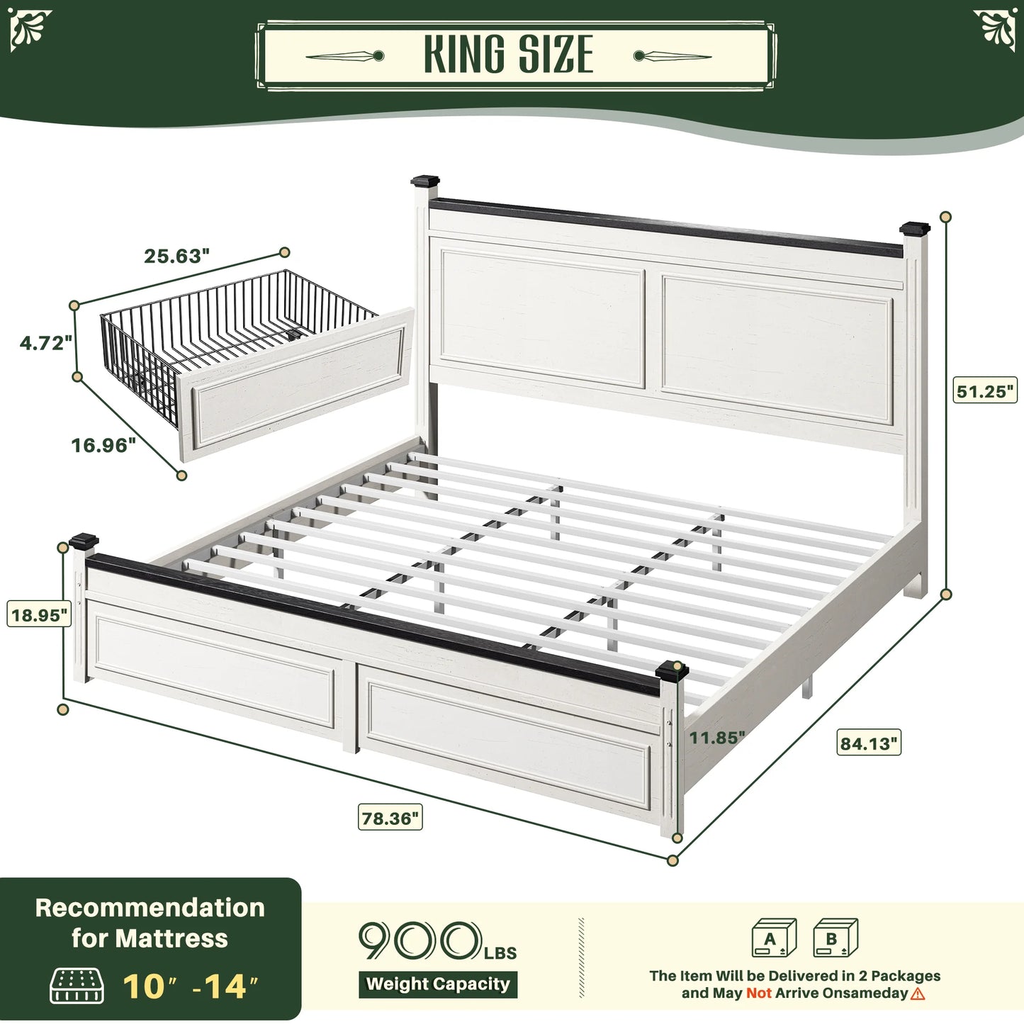 51.25" H Headboard Bed Frame