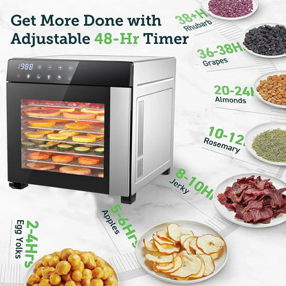 8-Tray Stainless Steel,600W with 4 Presets & Digital Timer for Jerky, Fruit, Herbs -




 BPA Free Food Dehydrator