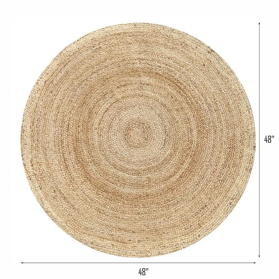 Hand Woven Jute Braided Rug, 4 Round Natural, Reversible Boho Entry Area Rugs for Kitchen, Living Room I Farmhouse Decorative Fl
