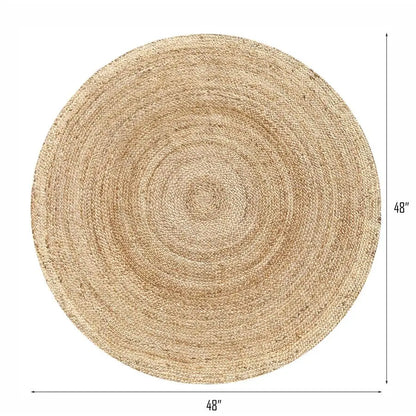 Hand Woven Jute Braided Rug, 4 Round Natural, Reversible Boho Entry Area Rugs for Kitchen, Living Room I Farmhouse Decorative Fl