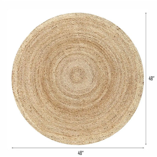 Hand Woven Jute Braided Rug, 4 Round Natural, Reversible Boho Entry Area Rugs for Kitchen, Living Room I Farmhouse Decorative Fl