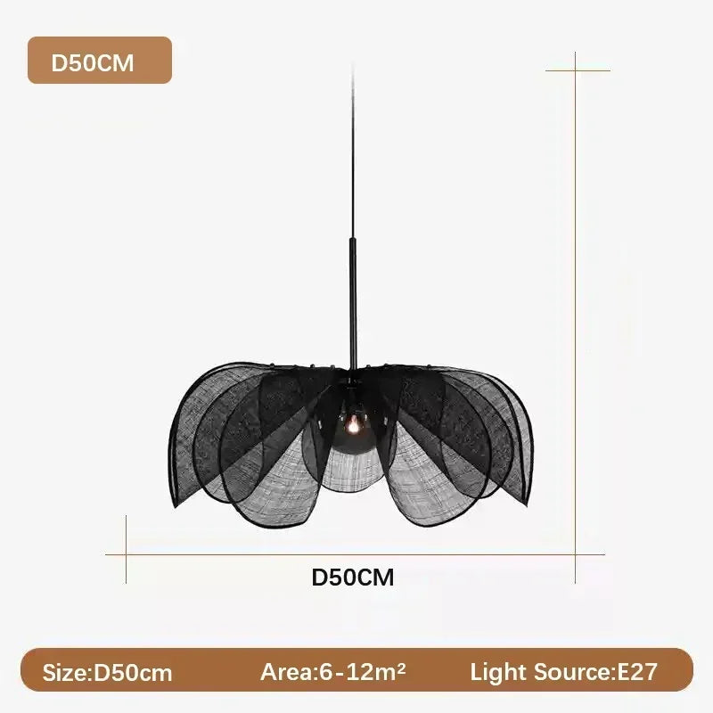 Wabi-sabi Fabric Pendant Light Flower Hanging Light