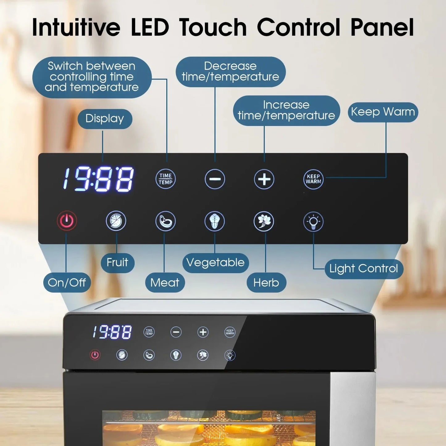 8-Tray Stainless Steel,600W with 4 Presets & Digital Timer for Jerky, Fruit, Herbs -




 BPA Free Food Dehydrator
