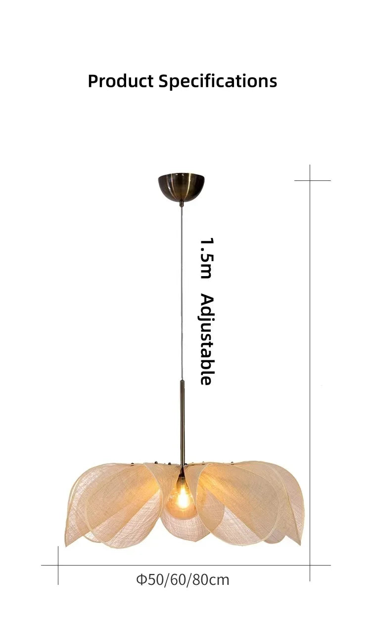 Wabi-sabi Fabric Pendant Light Flower Hanging Light