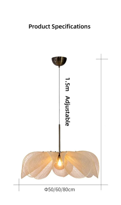 Wabi-sabi Fabric Pendant Light Flower Hanging Light