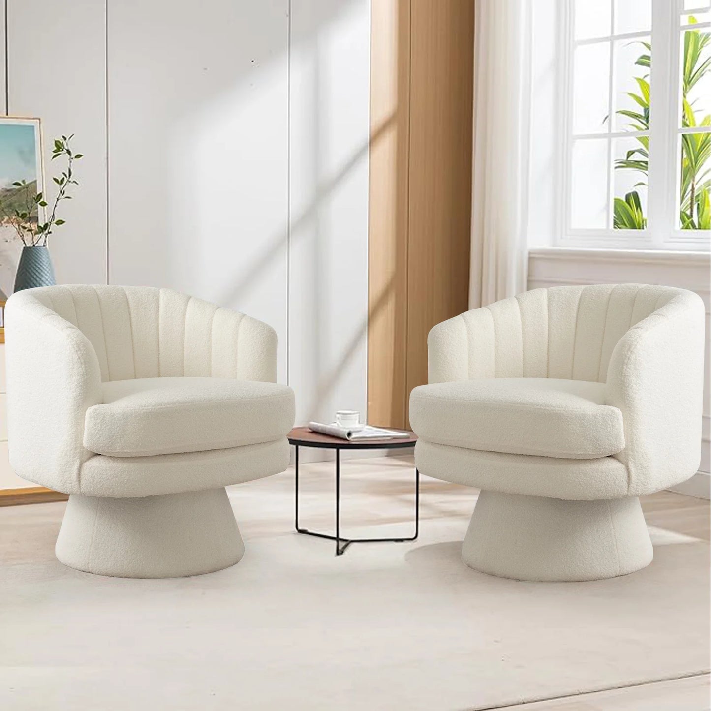 Swivel Barrel Chair with Curve Back
