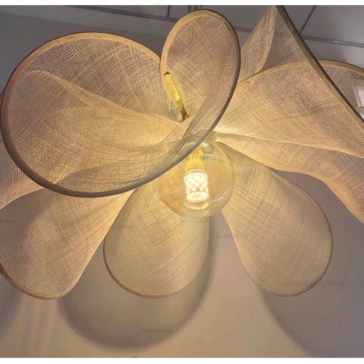 Wabi-sabi Fabric Pendant Light Flower Hanging Light