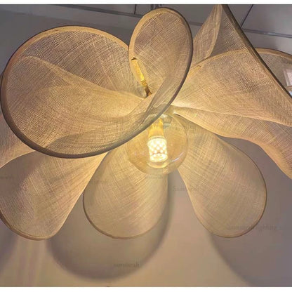 Wabi-sabi Fabric Pendant Light Flower Hanging Light