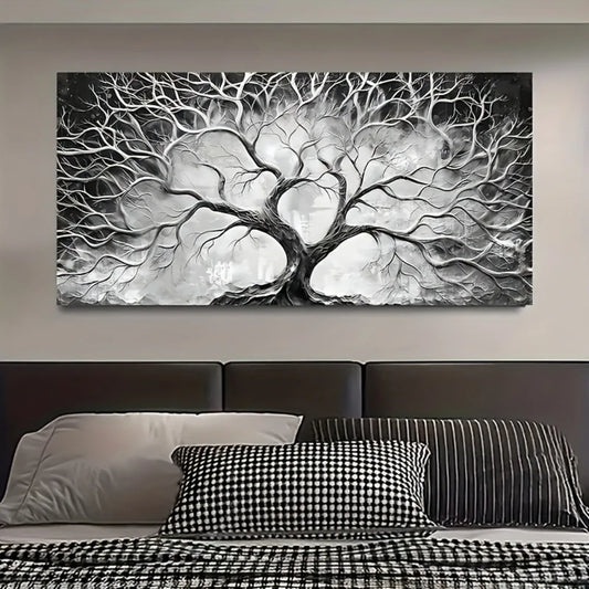 Large canvas wall art  - painted black and white,
