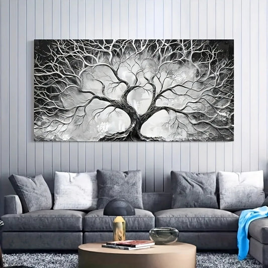 Large canvas wall art  - painted black and white,