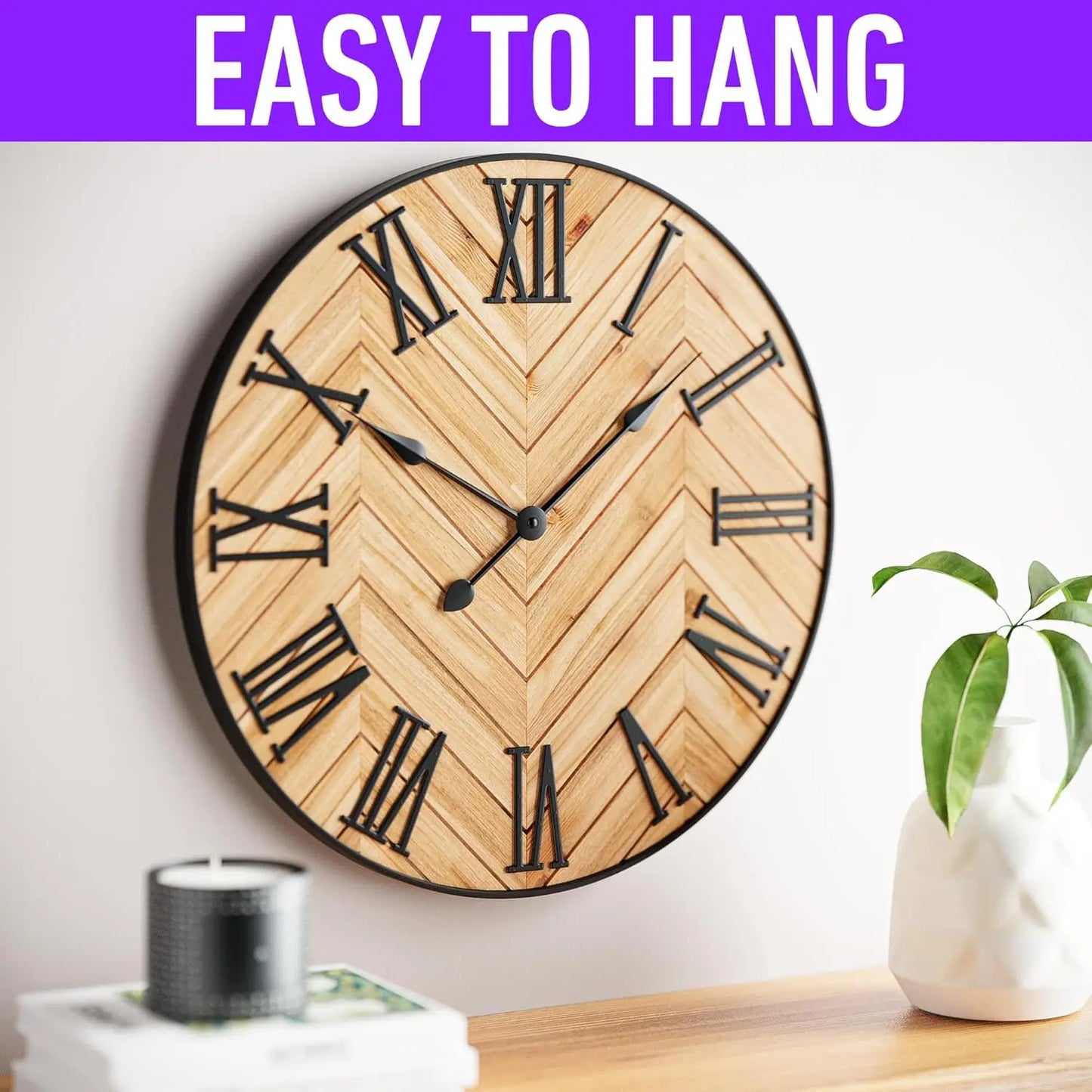 Farmhouse Wall Clock with 3D Roman Numerals