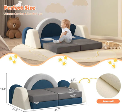 12 PCS Modular Play Block Couch Child Sectional Soft Sofa Toddler Building Fortplay ClimBedroom Playroom Baby
