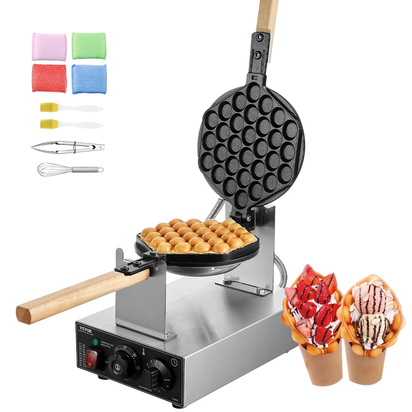 Non-Stick Stainless Steel Bubble Puff Waffle Maker