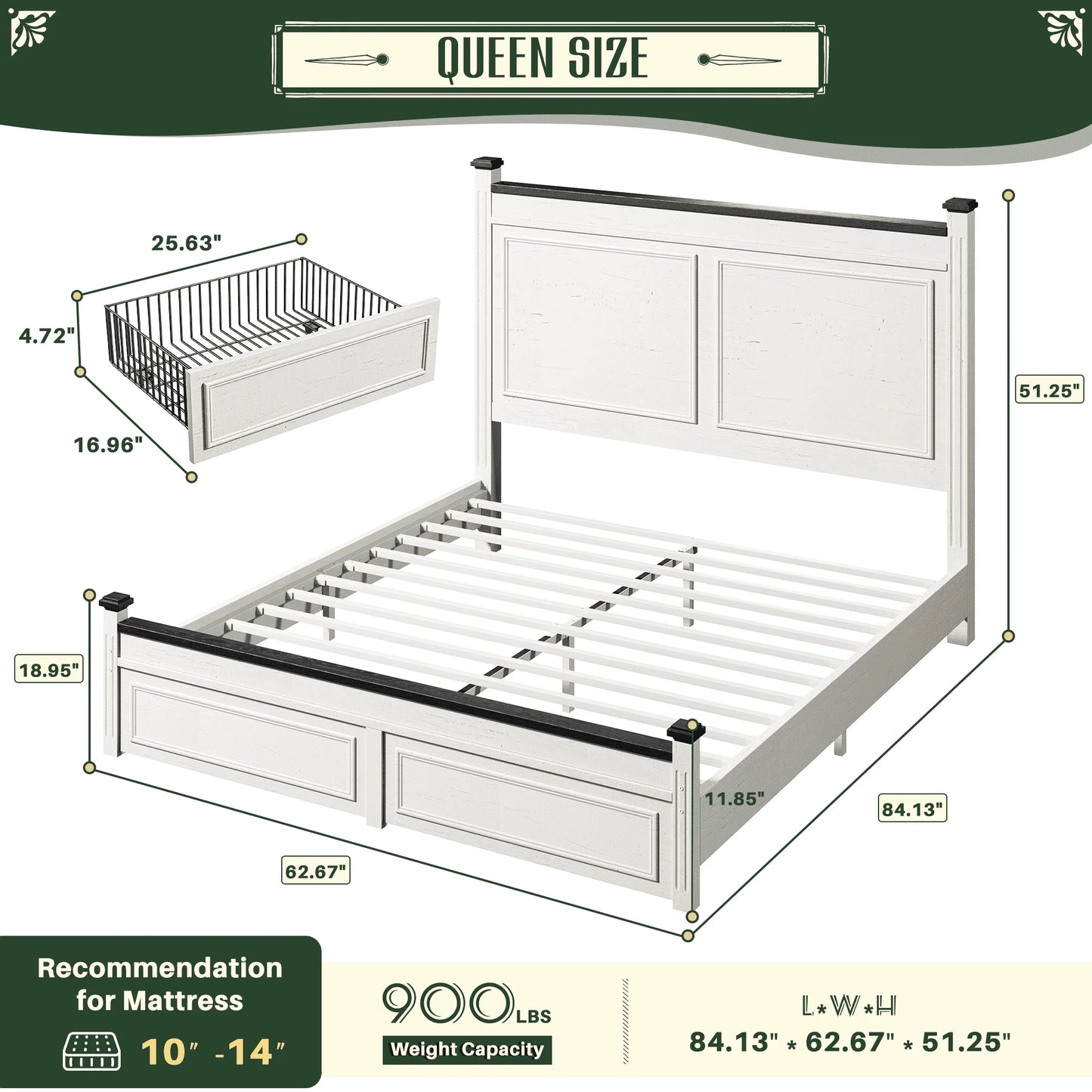 51.25" H Headboard Bed Frame