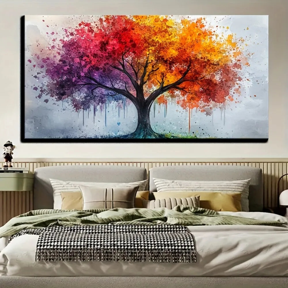 Tree of Life canvas wall art,  solid wood frame