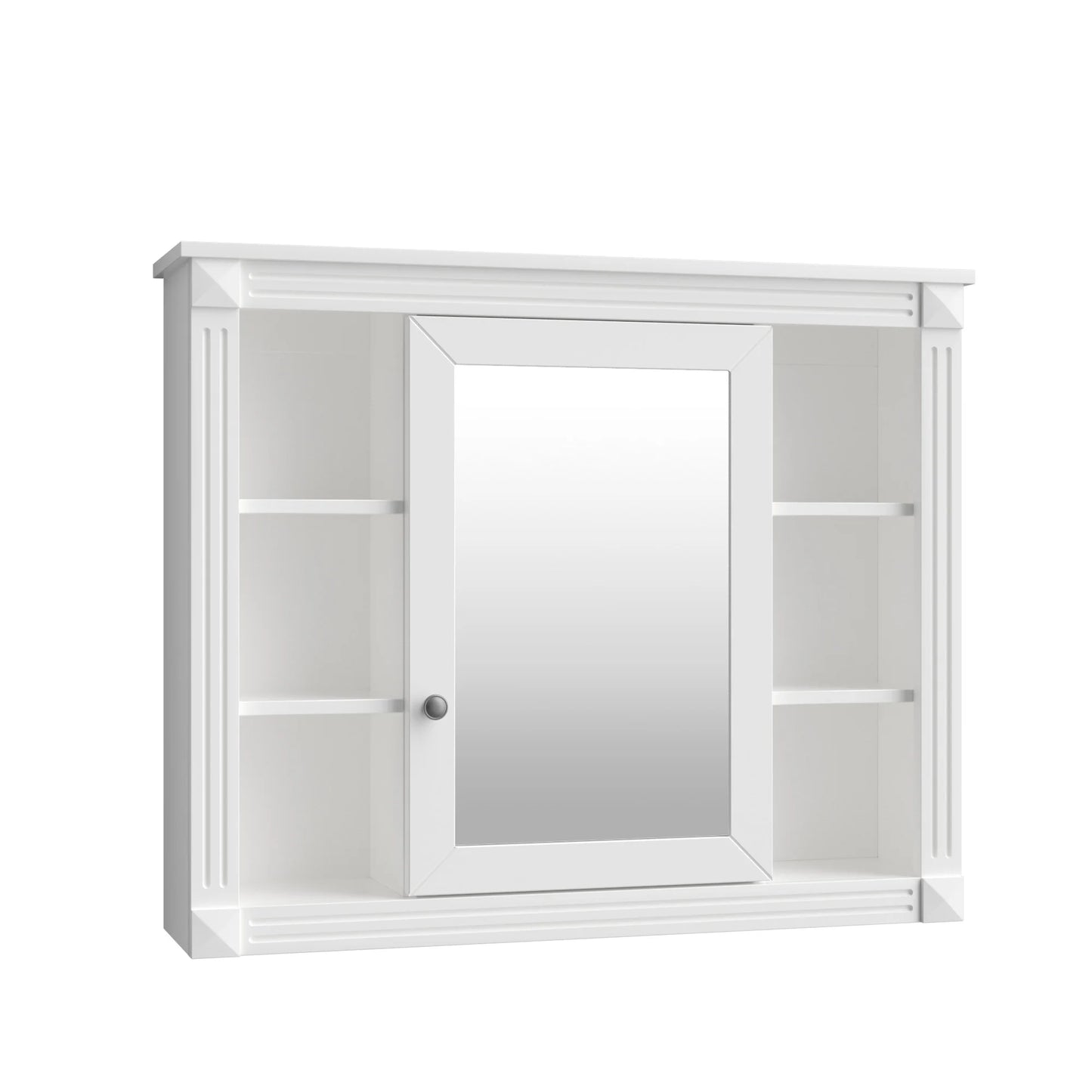 35'' x 28'' Wall Mounted Bathroom Storage Cabinet, Modern Bathroom Wall Cabinet with 6 Open Shelves And Mirror