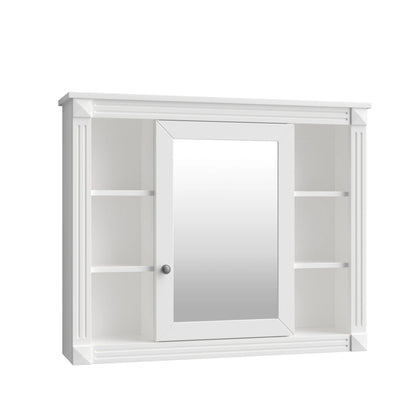 35'' x 28'' Wall Mounted Bathroom Storage Cabinet, Modern Bathroom Wall Cabinet with 6 Open Shelves And Mirror