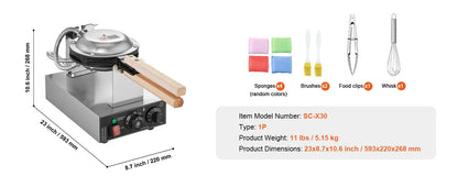 Non-Stick Stainless Steel Bubble Puff Waffle Maker