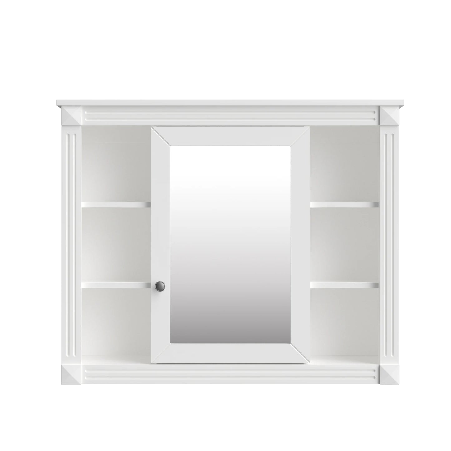 35'' x 28'' Wall Mounted Bathroom Storage Cabinet, Modern Bathroom Wall Cabinet with 6 Open Shelves And Mirror