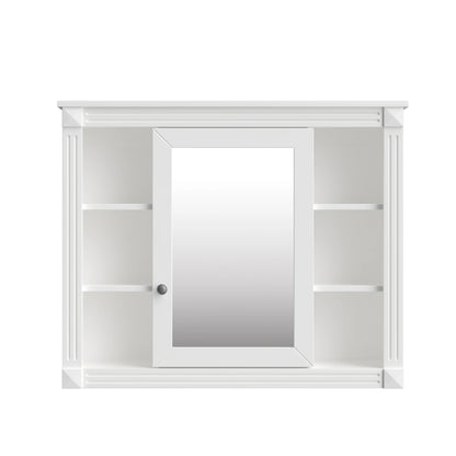 35'' x 28'' Wall Mounted Bathroom Storage Cabinet, Modern Bathroom Wall Cabinet with 6 Open Shelves And Mirror