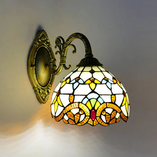Tiffany  Vintage Wall  Lamp Retro Handmade Dome