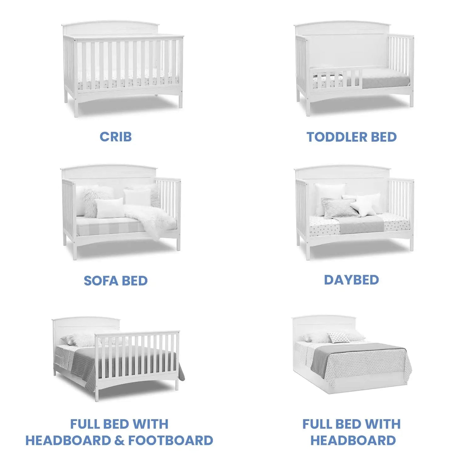 Convertible 4-in-1 Crib for Babies, Grows with Child from Crib to Full Bed, Safe & Sturdy Wood Construction