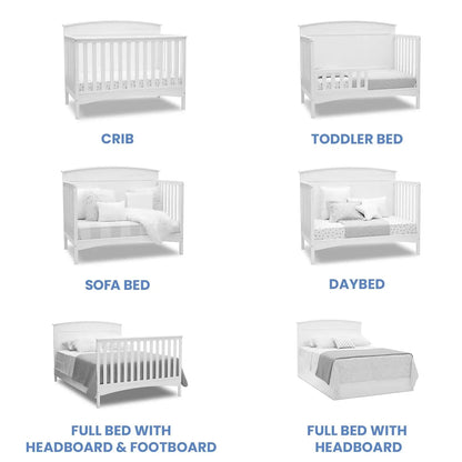 Convertible 4-in-1 Crib for Babies, Grows with Child from Crib to Full Bed, Safe & Sturdy Wood Construction