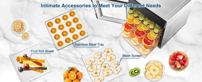 8-Tray Stainless Steel,600W with 4 Presets & Digital Timer for Jerky, Fruit, Herbs -




 BPA Free Food Dehydrator