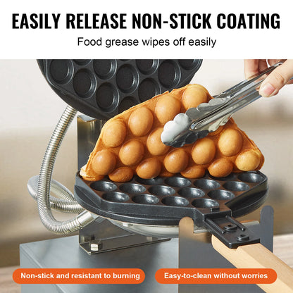 Non-Stick Stainless Steel Bubble Puff Waffle Maker
