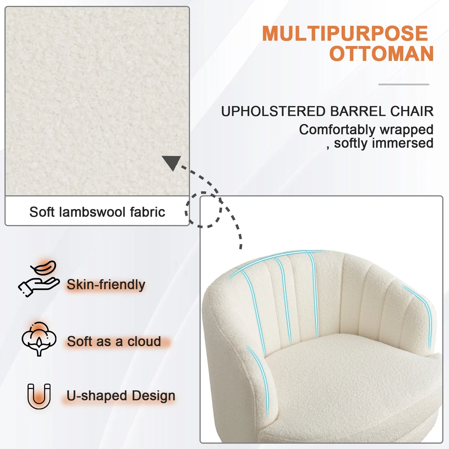 Swivel Barrel Chair with Curve Back