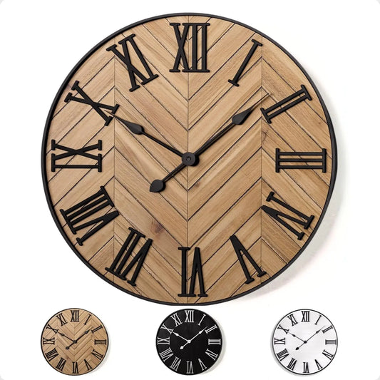 Farmhouse Wall Clock with 3D Roman Numerals