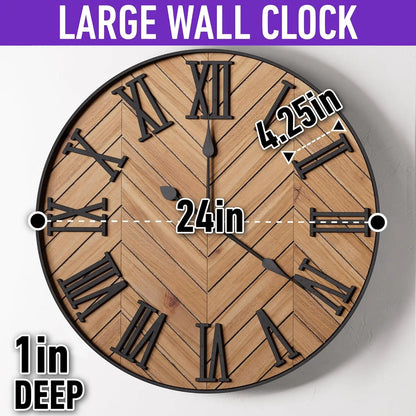 Farmhouse Wall Clock with 3D Roman Numerals