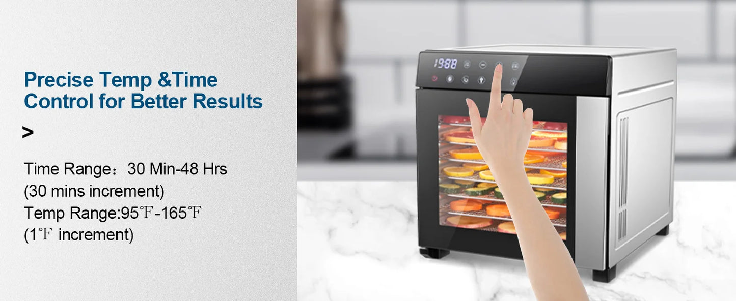 8-Tray Stainless Steel,600W with 4 Presets & Digital Timer for Jerky, Fruit, Herbs -




 BPA Free Food Dehydrator