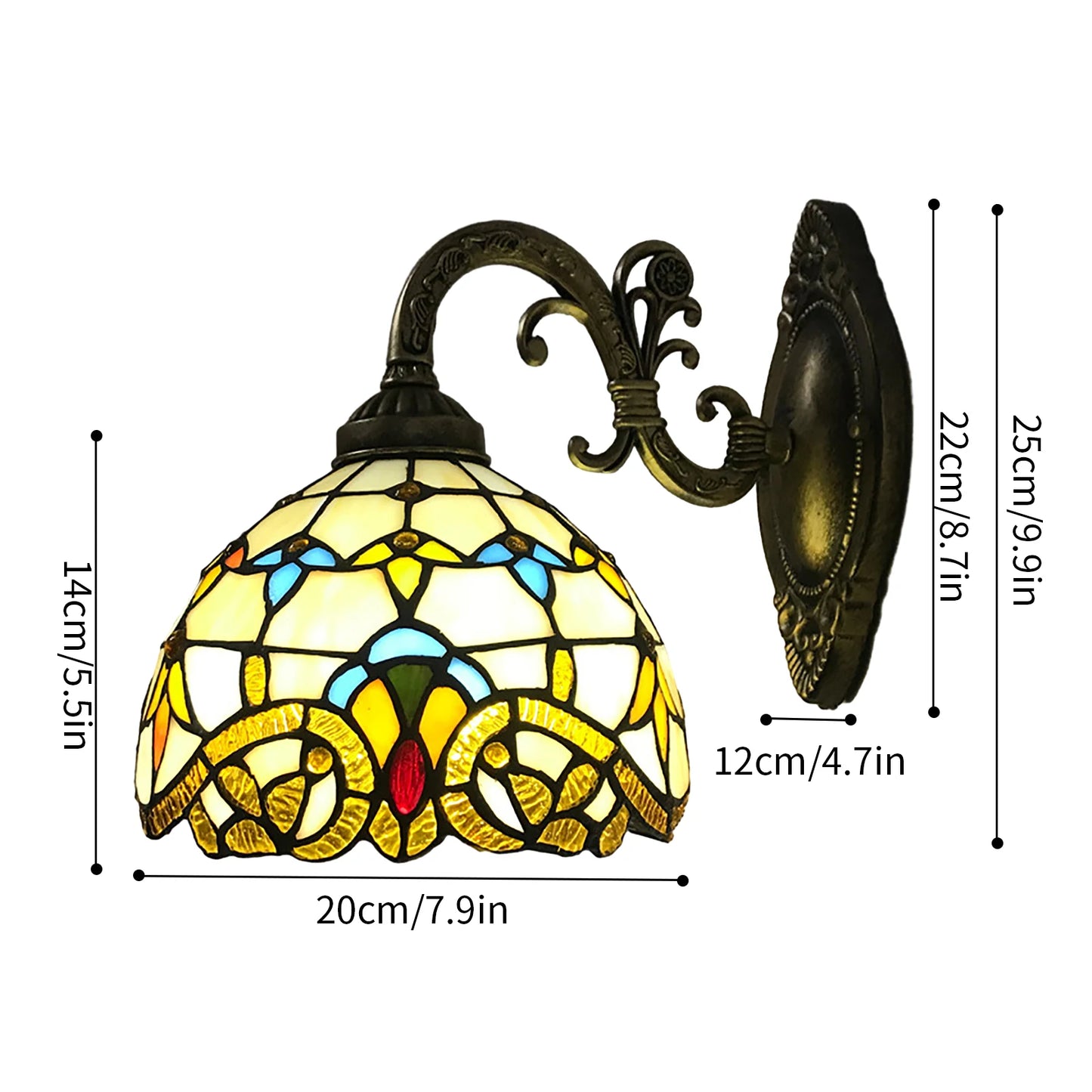 Tiffany  Vintage Wall  Lamp Retro Handmade Dome