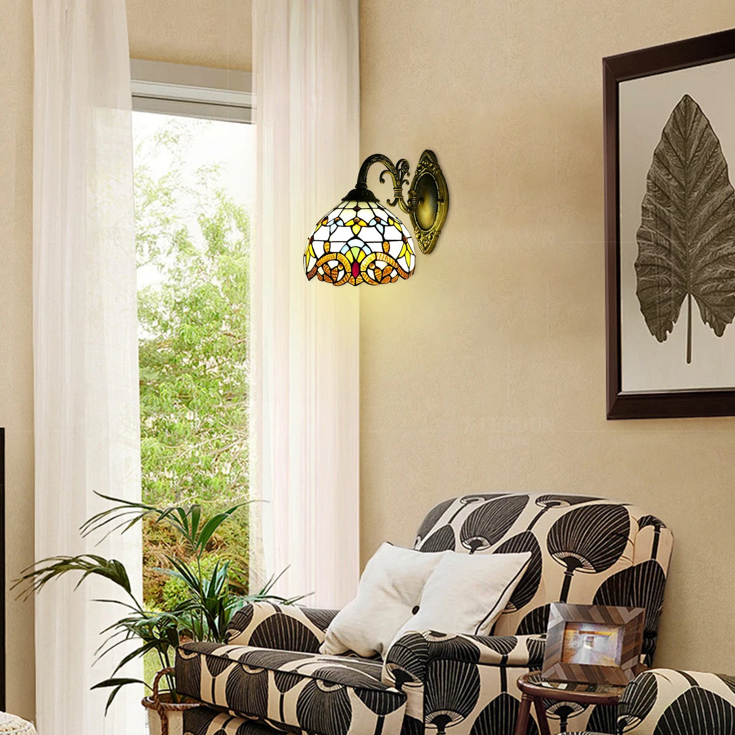 Tiffany  Vintage Wall  Lamp Retro Handmade Dome