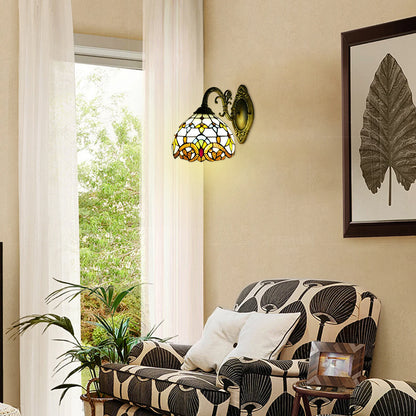 Tiffany  Vintage Wall  Lamp Retro Handmade Dome