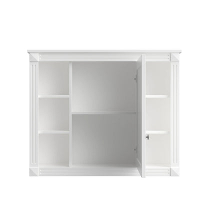 35'' x 28'' Wall Mounted Bathroom Storage Cabinet, Modern Bathroom Wall Cabinet with 6 Open Shelves And Mirror