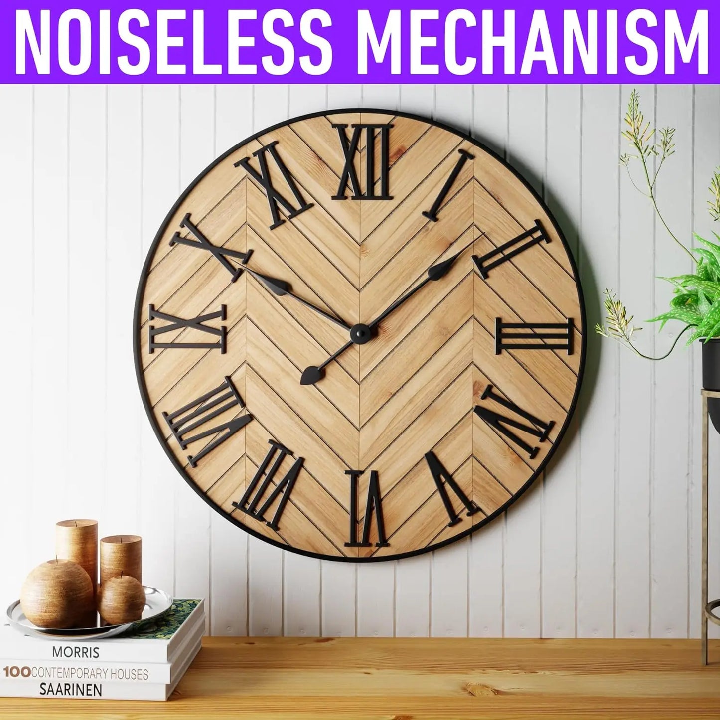 Farmhouse Wall Clock with 3D Roman Numerals