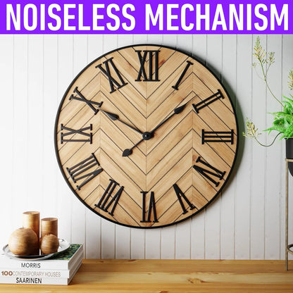 Farmhouse Wall Clock with 3D Roman Numerals