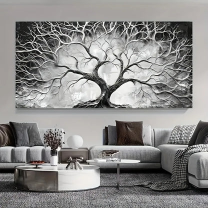 Large canvas wall art  - painted black and white,