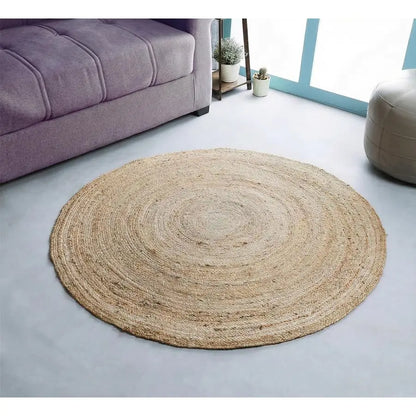 Hand Woven Jute Braided Rug, 4 Round Natural, Reversible Boho Entry Area Rugs for Kitchen, Living Room I Farmhouse Decorative Fl