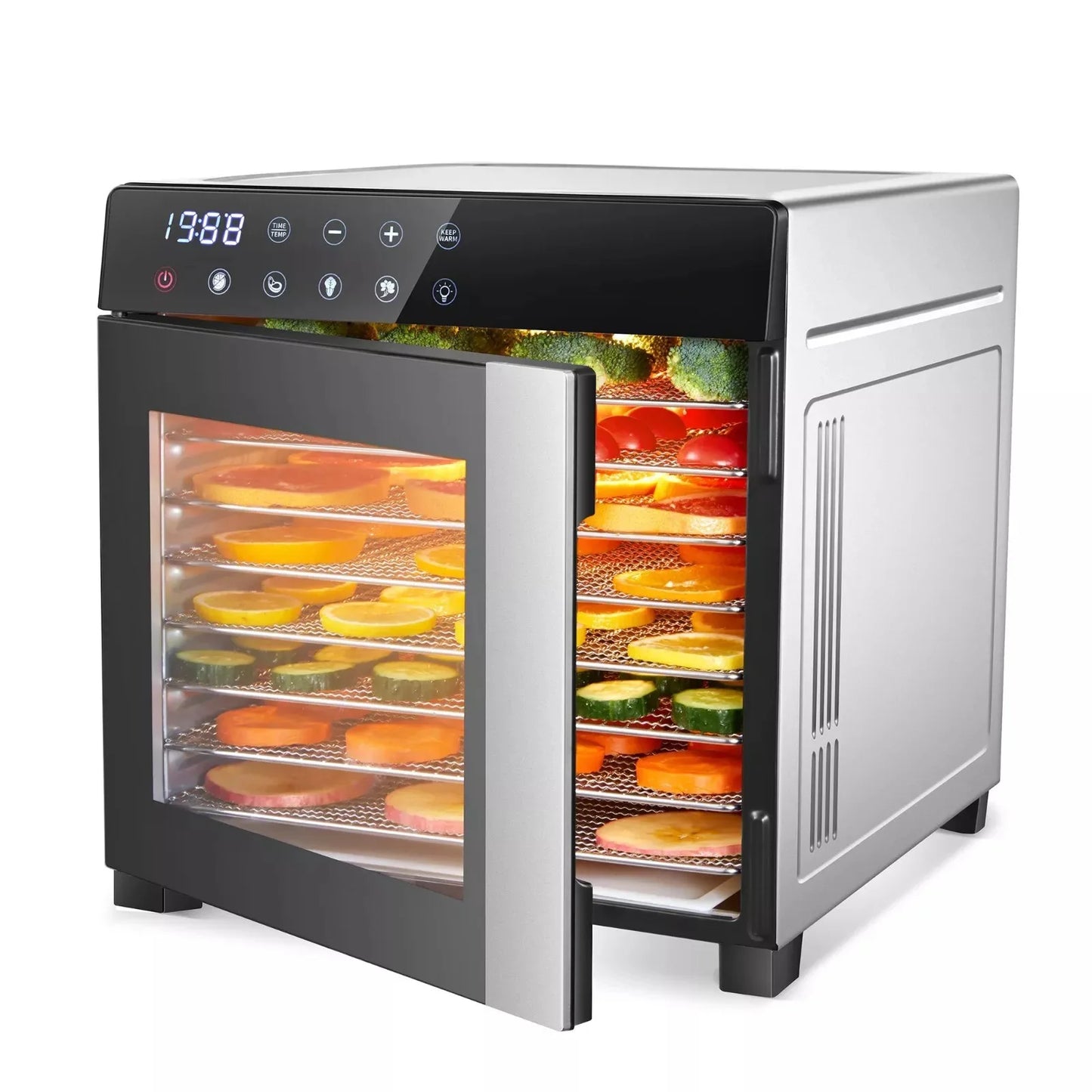 8-Tray Stainless Steel,600W with 4 Presets & Digital Timer for Jerky, Fruit, Herbs -




 BPA Free Food Dehydrator